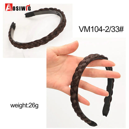 Synthetic Fishbone Braided Headband – Bohemian Plaited Hairpiece for Women Hairstyling