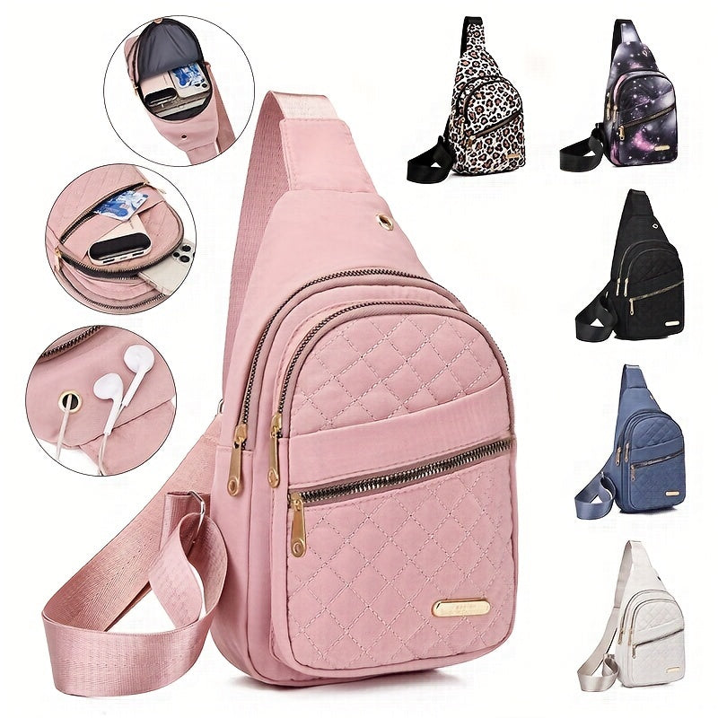 Starry Sky Nylon Sling Backpack for Women - Casual Sports Travel Crossbody Chest Bag, Adjustable Shoulder Strap, Multi-Pocket Fanny Pack