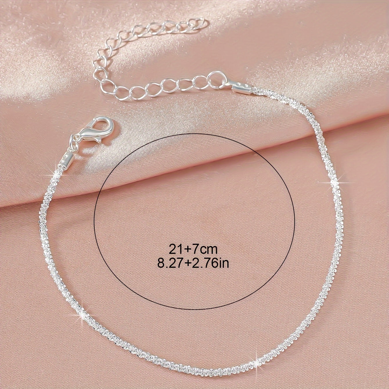 2pcs 925 Sterling Silver Wavy Cross Anklet Set for Women – Beach Star Anklet Gift for Holiday