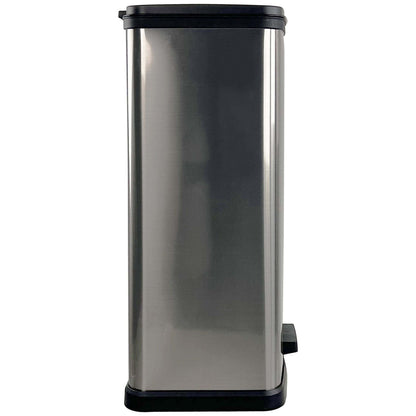 13.2 Gallon Plastic Rectangular Step Trash Can – Silver Kitchen Waste Bin