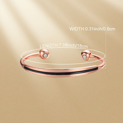 Women's Solid Copper Magnetic Bracelet – Copper Cuff Bangle for Health and Wellness