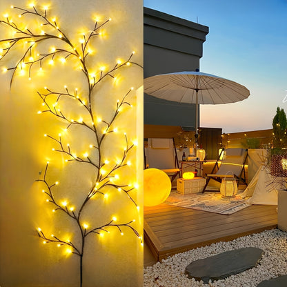 72/96 LEDs Bendable Willow Vine Lights - White Birch Tree Light, 8 Modes Rattan Decorative Light - Indoor Atmosphere Light for Garden, Home, Living Room, Camping, Parties - Perfect Gift for Halloween, Birthday, Christmas