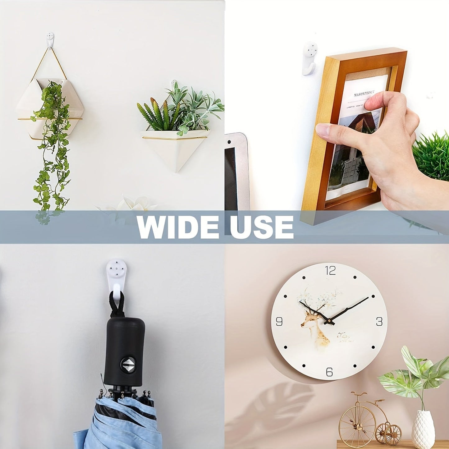 50 PCS Heavy Duty Picture Hangers Kit - Plastic Wall Mount Hooks with Invisible Nails, 25 LBS Load for Stucco/Concrete Walls, No Drilling Required