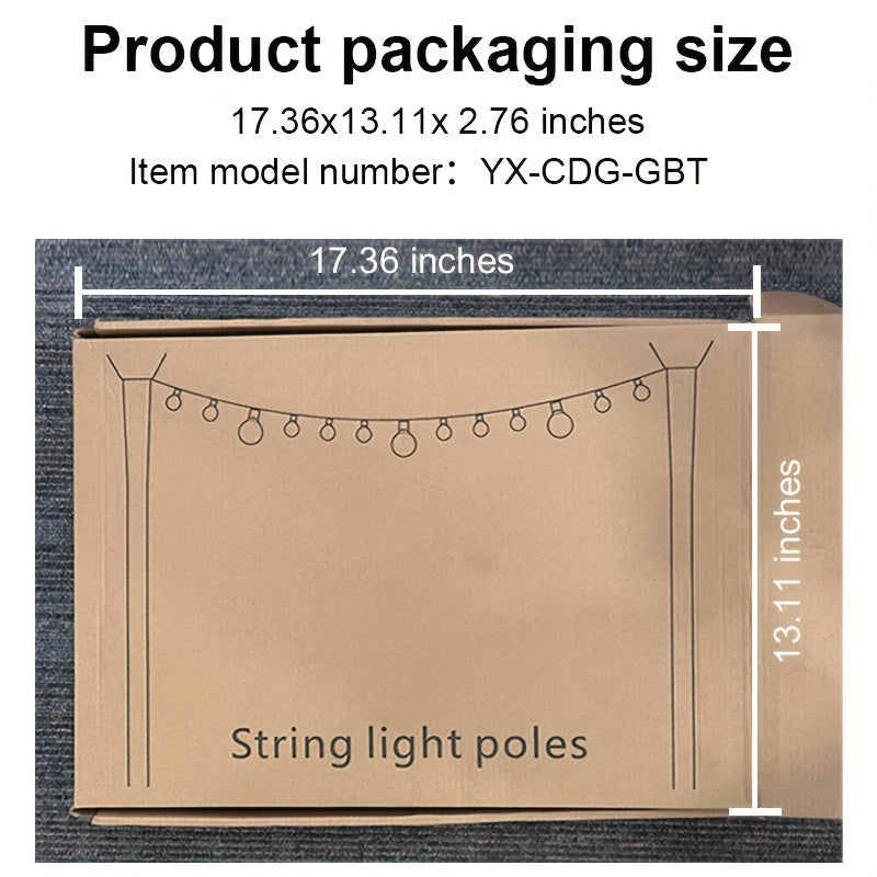 Metal String Light Pole - 2 Packs for Outdoor String Lights, Light Stand for Garden, Patio, Wedding, Backyard, Deck, Party