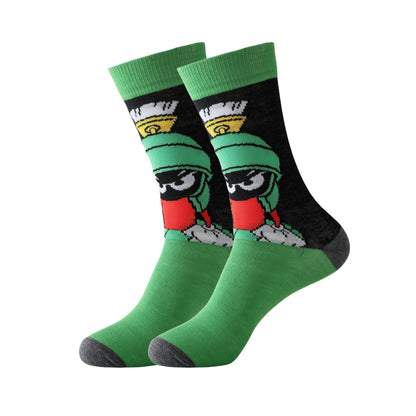 5/10/20 Pairs Vibrant Men’s Animated Character Mid-Calf Socks - Soft, Breathable, Sweat-Absorbing, Comfy for All Seasons - Unique Gift Idea