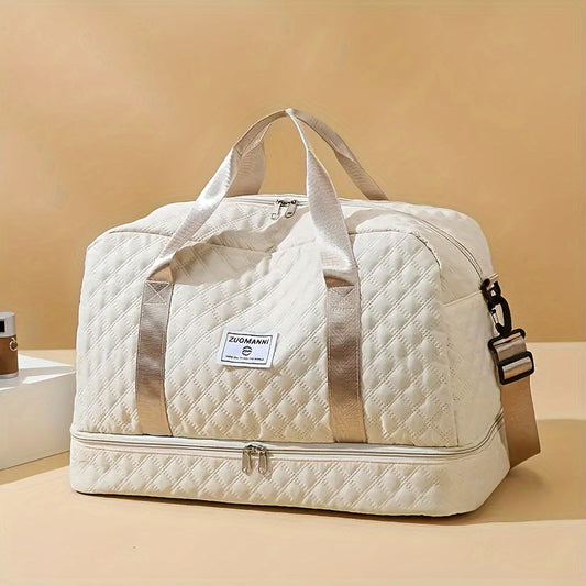 Luxury Large Capacity Duffel Bag – Versatile Shoulder & Crossbody Tote with Dry-Wet Separation Pockets and Dual Side Pockets for Travel & Gym