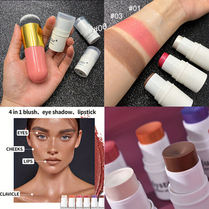 4Pcs Ultimate Cream Contour Kit - Seamless Blending Sticks with Highlighter, Blush and Bronzer - Buildable, Long-Lasting, Water-Resistant for Flawless Cheek Sculpting