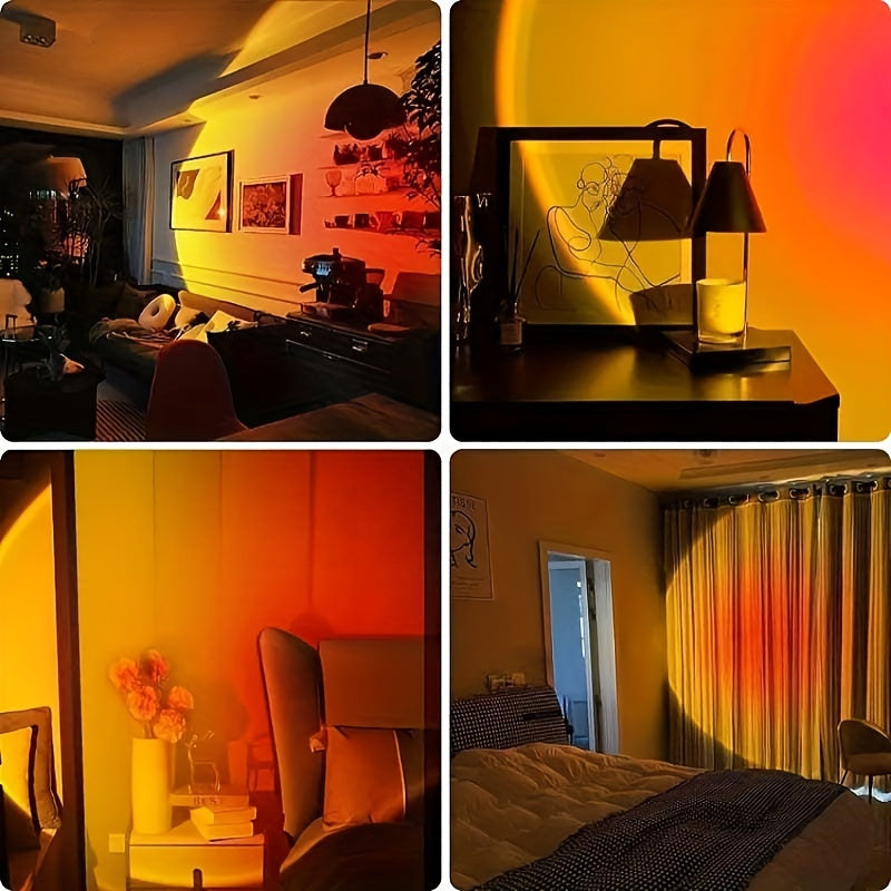 Sunset Light Projector USB Night Lamp – Romantic Floor Lamp for Bedroom and Living Room, Rainbow Projection Lamp for Atmosphere and Photo Background – Perfect Gift