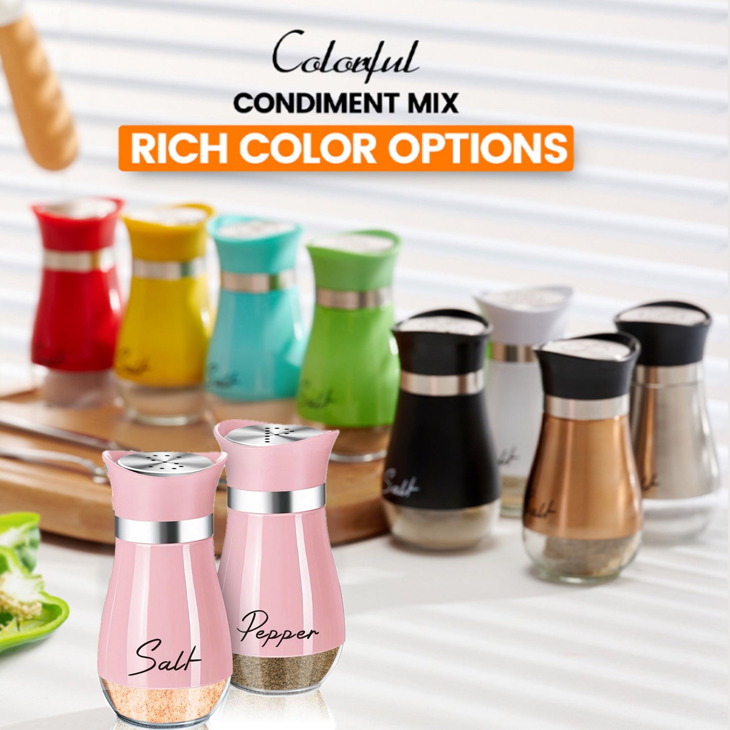 Salt and Pepper Shakers Set – 4 oz Glass Jars with Stainless Steel Lids, Refillable Spice Shakers for Kitchen, RV, BBQ, Farmhouse Decor, Christmas and Halloween Gifts
