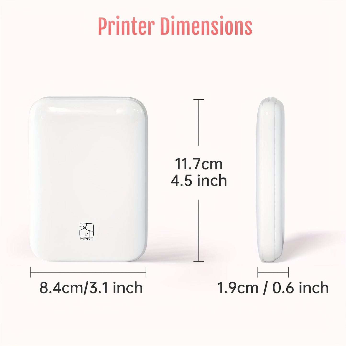 HPRT Wireless Portable Mini Color Printer - Free 5 Sheets of ZINK Paper, High Definition Color Reproduction, Direct Mobile Printing for iOS/Android Devices
