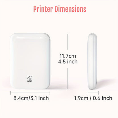 HPRT Wireless Portable Mini Color Printer - Free 5 Sheets of ZINK Paper, High Definition Color Reproduction, Direct Mobile Printing for iOS/Android Devices