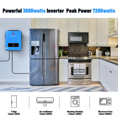 Sumry 3.6/4kW Hybrid Solar Inverter 24V – Pure Sine Wave, 110/120V, WiFi, Short Circuit Protection