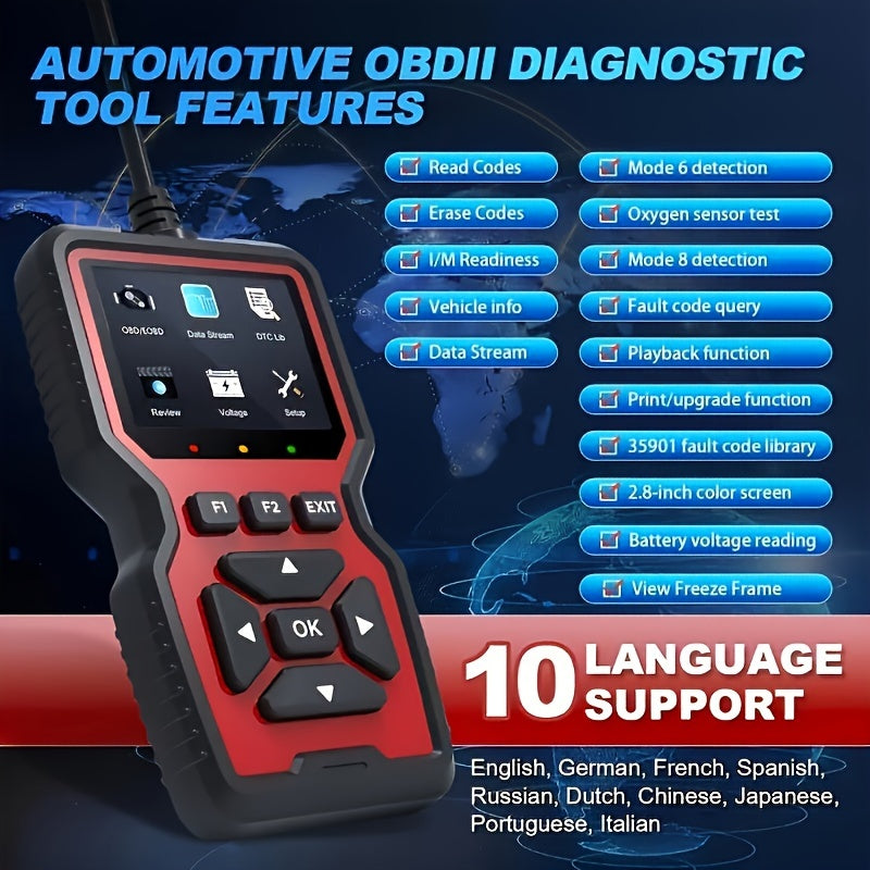 2024 Advanced OBD2 Diagnostic Scanner Tool – Complete OBD2 Functionality, Engine Code Reader, Reset, Mode 6 & 8, for All OBDII/EOBD Vehicles – Easy, Fast, Accurate