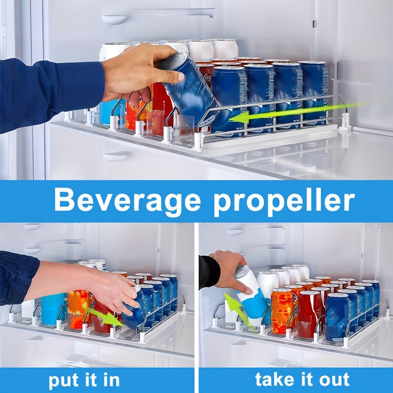3/4/5 Set Beverage Pusher Drink Propeller – Self-Propelled Soda Can Dispenser with Double-Layer Partition, Refrigerator Storage Box, Kitchen Organizer