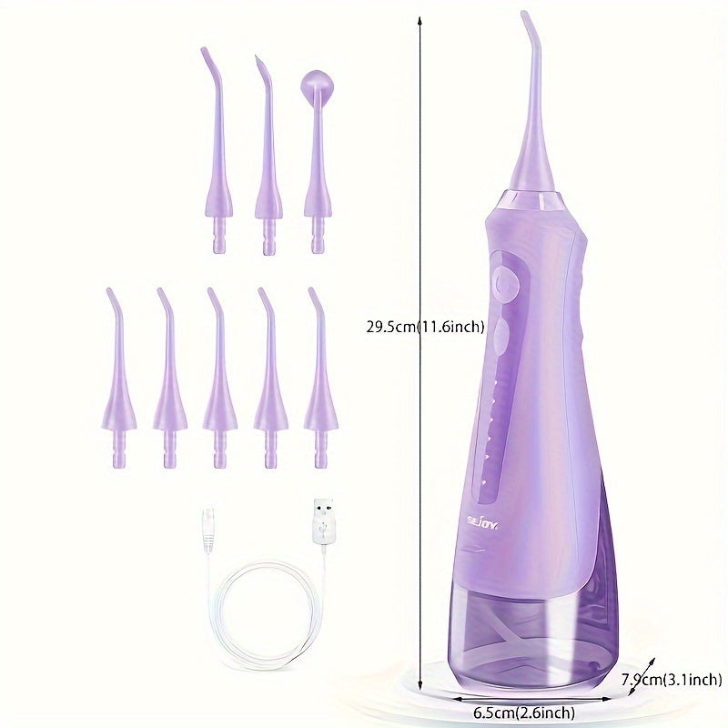 Professional Cordless Water Flosser - 350ml Tank, 8 Tips, 5 Modes, USB Rechargeable, Waterproof and Portable Oral Irrigator for Teeth Cleaning and Plaque Removal