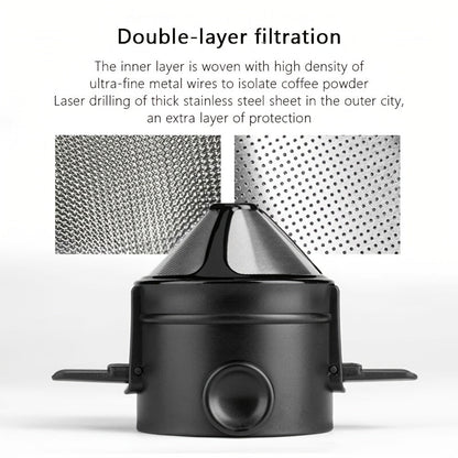 Portable Little Angel Design Foldable Coffee Filter Cup - Durable 304 Stainless Steel, Double Layer Construction for Hand-Pour Coffee, Compact, Lightweight, Easy to Clean