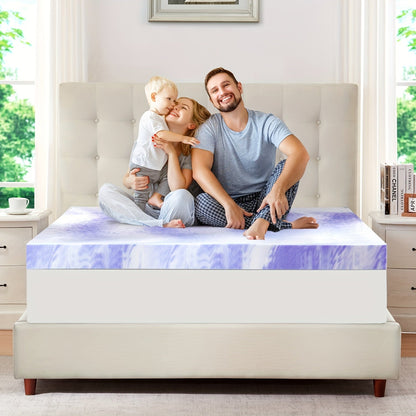Cooling Gel Infused Memory Foam Twin Mattress Topper: Ventilated Swirl Foam Pad for Pressure Relief & Back Pain,  Bed Topper for Body Support, CertiPUR-US Certified