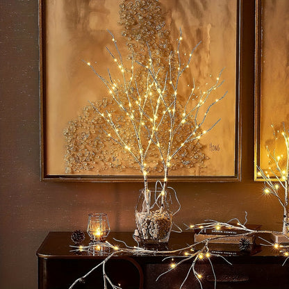 2.62Ft 50LED White Birch Branch Light – Battery-Powered Decorative Light for Christmas, Weddings, Parties, and Home Decoration, Indoor and Outdoor Use