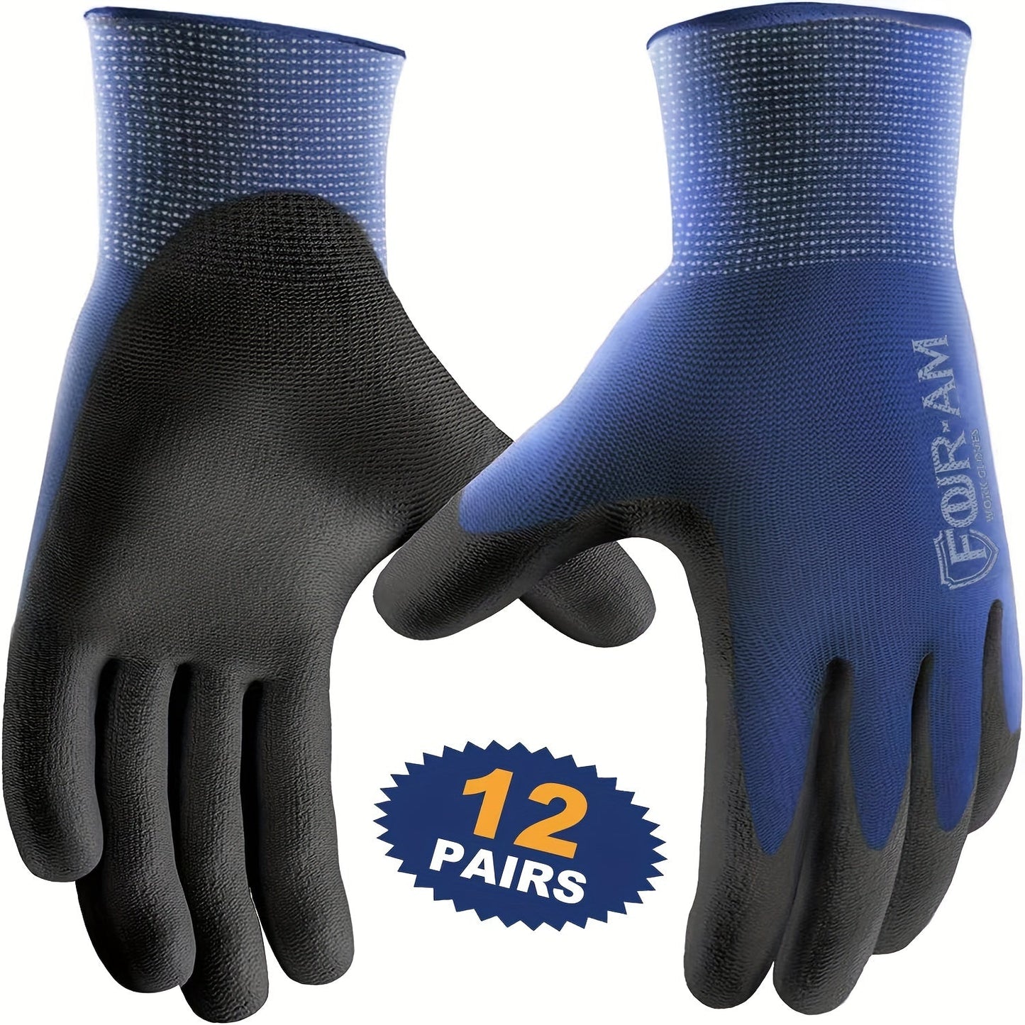 12 Pairs Ultra-Thin Safety Work Gloves - Superior Non-Slip Grip with Comfortable Elastic Knit Wrist Cuff for Effortless Daily Tasks