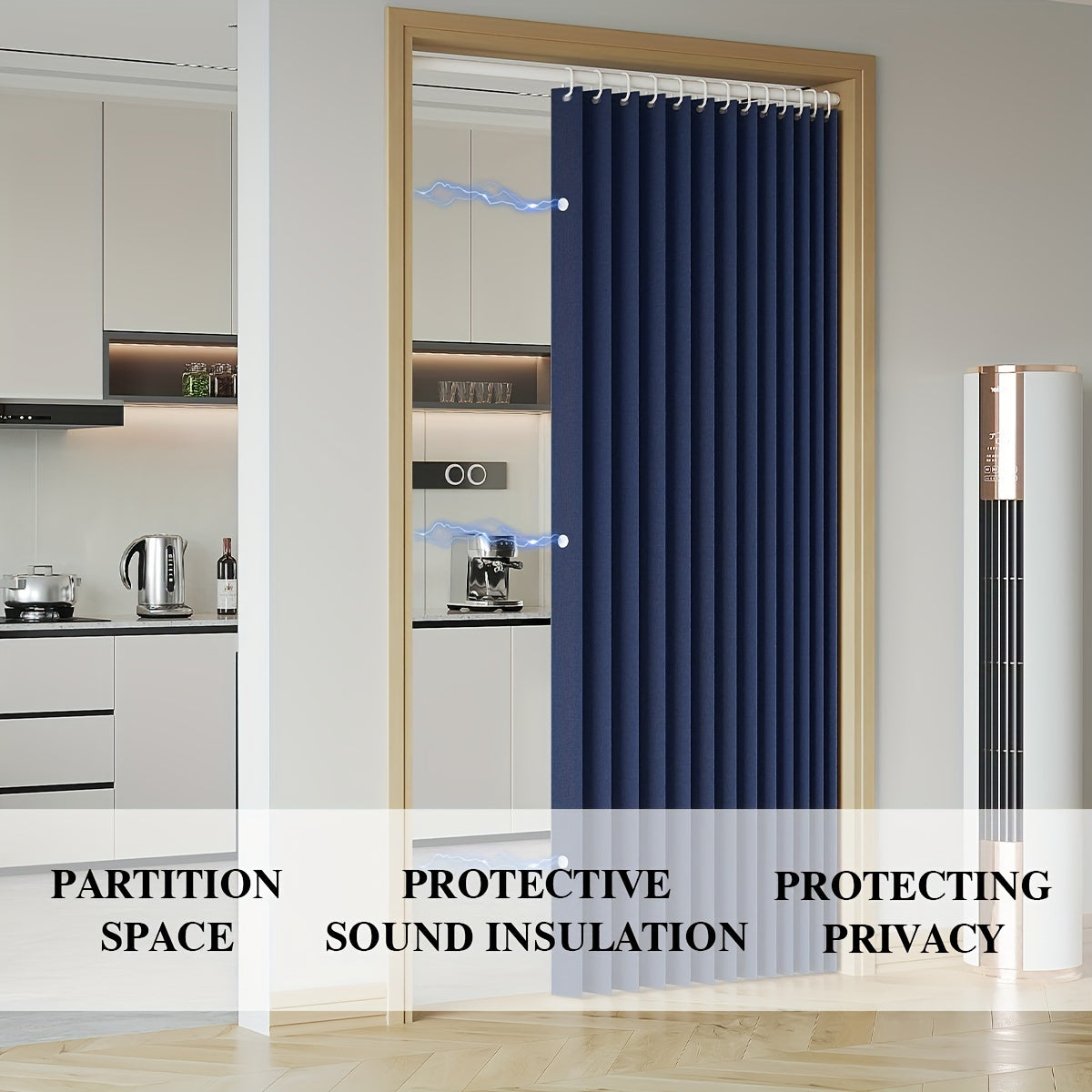 Waterproof and Scratch-Resistant Folding Door Curtain - Versatile for Kitchen, Office, Dining Room, Living Room, Bedroom | Invisible Partition, Easy Care, Polyester and Oxford Fabric, All-Season Modern Style with Magnetic Closure