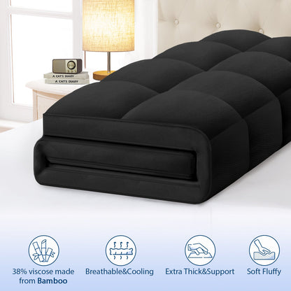 Viscose Bamboo Mattress Topper – Thick Cooling Breathable Pillow Top for Back Pain Relief – Deep Pocket Fits 8-20 Inch Mattresses