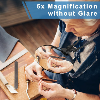 5X Magnifying Glass Pro – Hands-Free Adjustable Neckwear Magnifier for Seniors and Low Vision – Perfect for Reading, Sewing, Crafting, and Inspection
