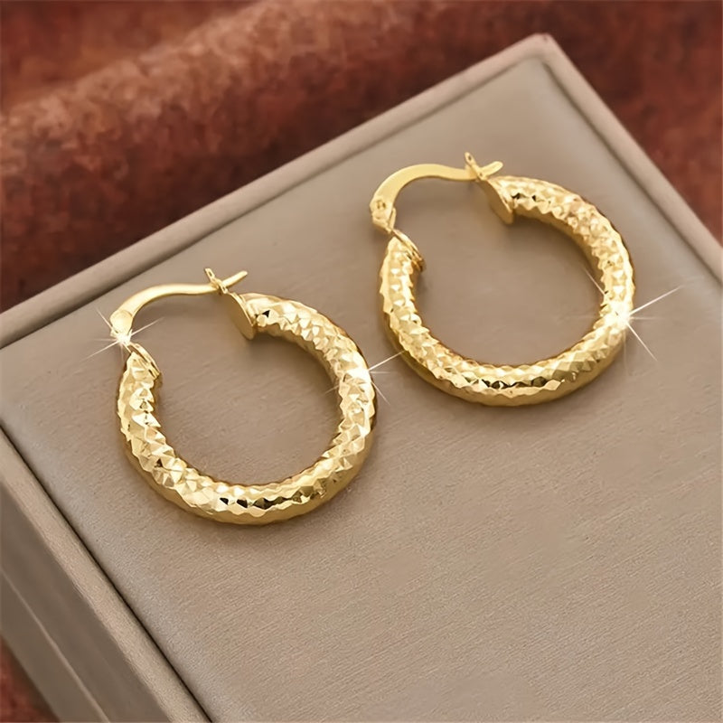 14K Gold Plated Copper Twisted Hoop Earrings - Vintage Bohemian Creoles, Nickel-Free for Women's Daily Wear, Wedding & Birthday Gifts