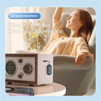 Wireless Music Streaming Adapter - Low Latency Car Mount Receiver and Audio Transmitter - Universal Compatibility for TV, Computer, Airplane, Home Speaker - Easy Setup, Compact Design