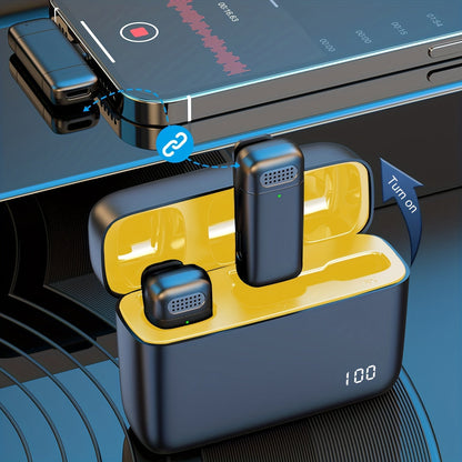 Pro Wireless Lavalier Mic System - Omnidirectional Condenser, Digital Display, Charging Case, Crystal-Clear Audio - Ideal for Interviews, YouTube, Vlogging, and Public Speaking