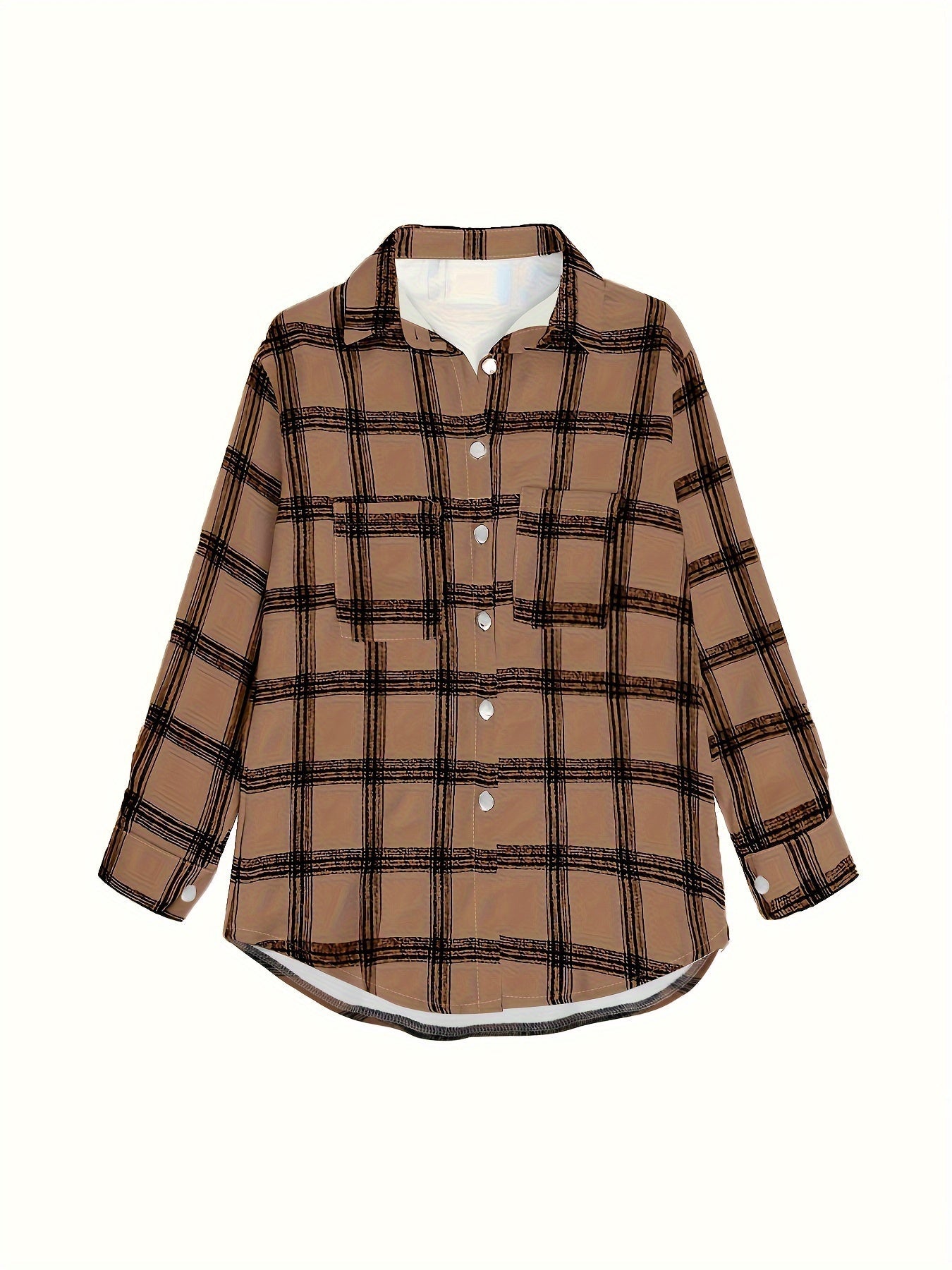 Timeless Plaid Shacket Jacket – Stylish Button-Front Outerwear for Women – Cozy, Versatile & Trendy Long Sleeve Clothing