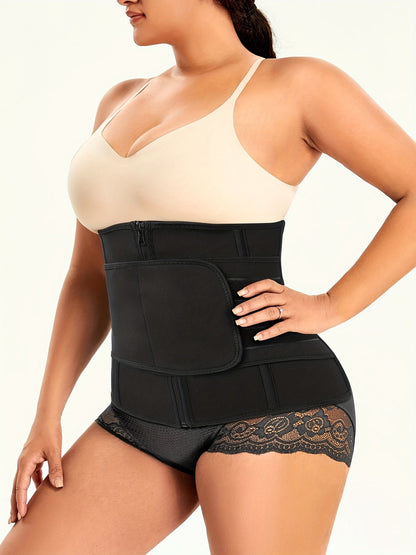 Plus Size Sports Corset – Women's Durable Zipper Waist Trainer for Tummy Control and Shaping