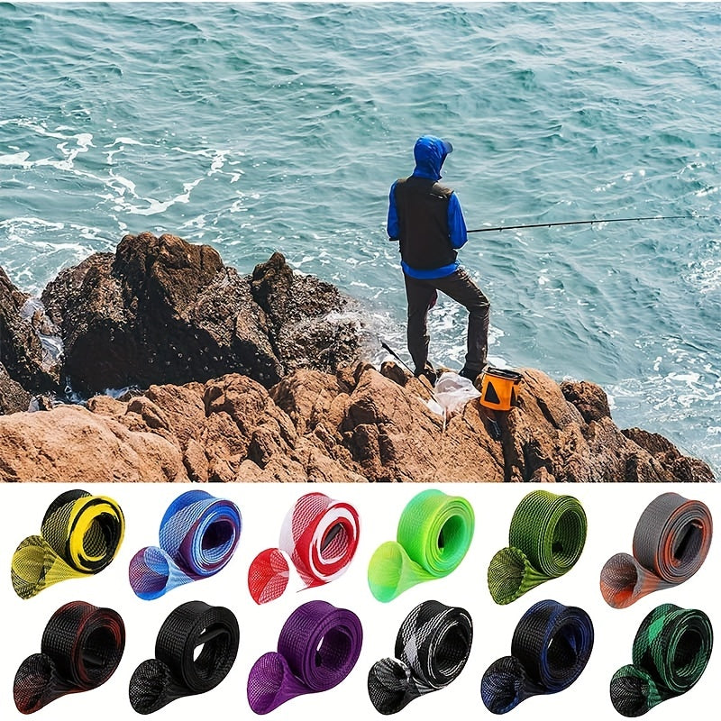 12 Pack Braided Mesh Fishing Rod Sleeves – Ideal for Protecting Casting and Spinning Rods, Perfect for Sea Fishing and Tackle Storage