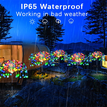 Solar Firework Lights – Height Adjustable, 8 Lighting Modes, IP65 Waterproof – 420/360/200/60 LEDs for Outdoor Yard, Courtyards, Camping, Festivals