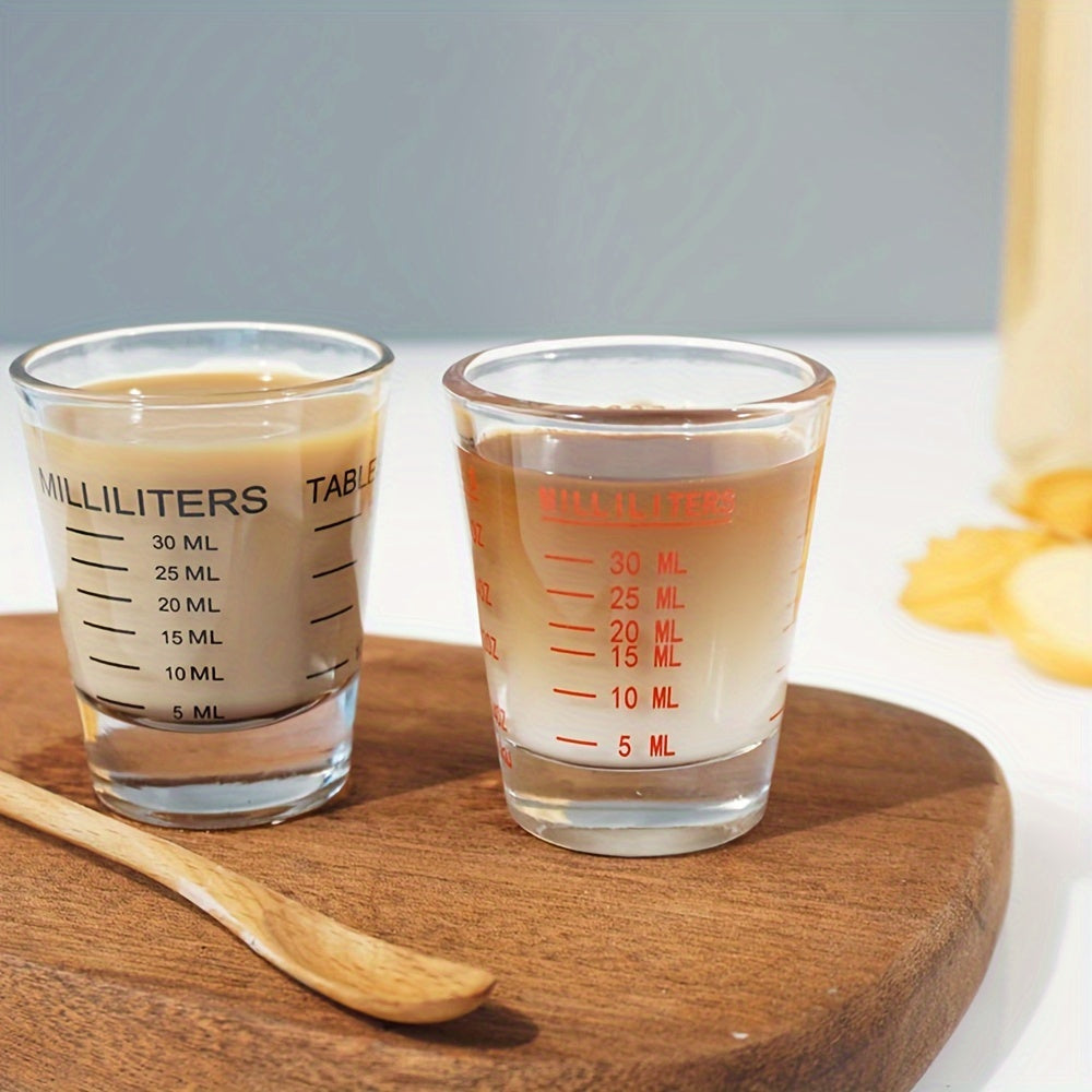 Glass Measuring Cup Set with Scale - Includes 1oz, 2Tbs, 6Tsp, and 30ml, Heavy-Duty and Microwave Safe, Ideal for Espresso, Wine, and More - Essential Kitchen Gadget