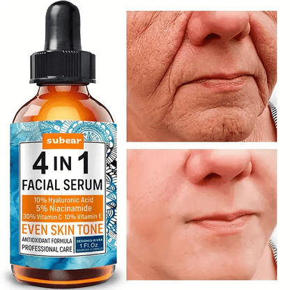 2PCS 4-In-1 Facial Serum - Hydrates, Firms, Reduces Fine Lines and Wrinkles with Hyaluronic Acid and Vitamin C, 30ml/1oz
