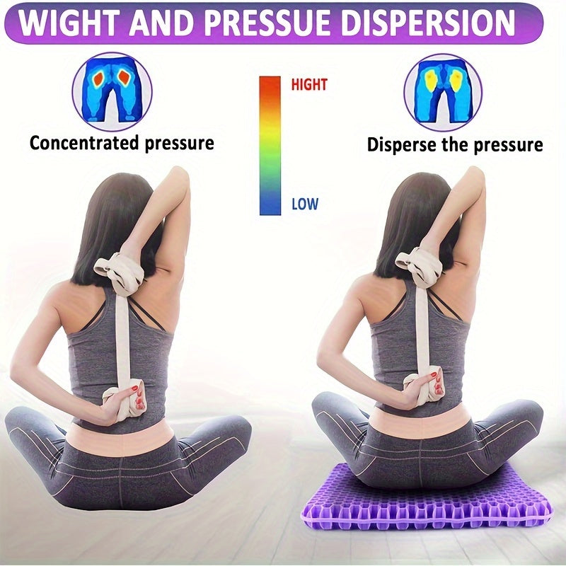 Purple Gel Seat Cushion - Pain Relief Pad for Back Pain, Sciatica, and Tailbone Pain, Ideal for Office Chair, Wheelchair, and Long Trips