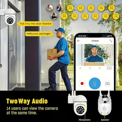 Spherical Security Camera – 1080P Wireless Wi-Fi with Motion Detection, Color Night Vision, and 355° Panoramic Surveillance – Smart Home Camera with Alarm Push, Two-Way Audio, Dual-Band Wi-Fi