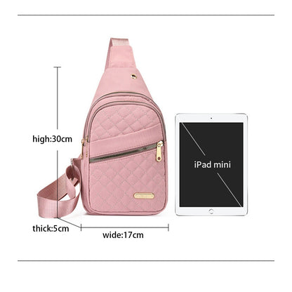 New One-Shoulder Messenger Bag for Women - Fashion Embroidered Rhombic Design - Large Capacity Waterproof Backpack with Data Hole