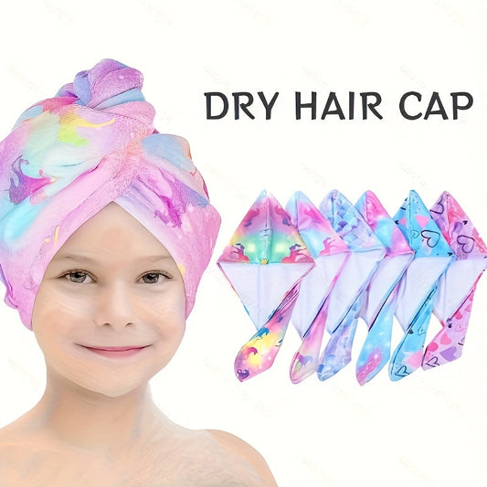 Cute Geometric Hair Wrap Towel for Girls - Quick-Drying Microfiber Turban, Super Soft and Absorbent, Suitable for Long and Short Hair