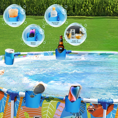 Pool Storage Rack – Drink and Beer Glass Holder with Hand Sanitizer Shelf