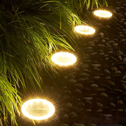 LED Ground Spot Solar Lights – Waterproof Outdoor Landscape Lighting for Pathways, Gardens, and Lawns – Solar Disk Floor Lamps (4/8 Pack)