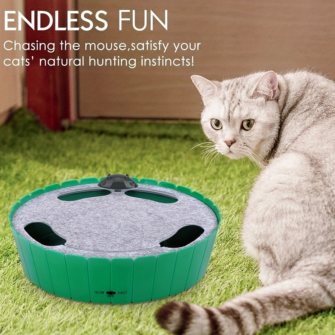 Automatic Electric Interactive Cat Toy - Running Mouse with Rotating Teaser for Pop and Play Hide and Seek