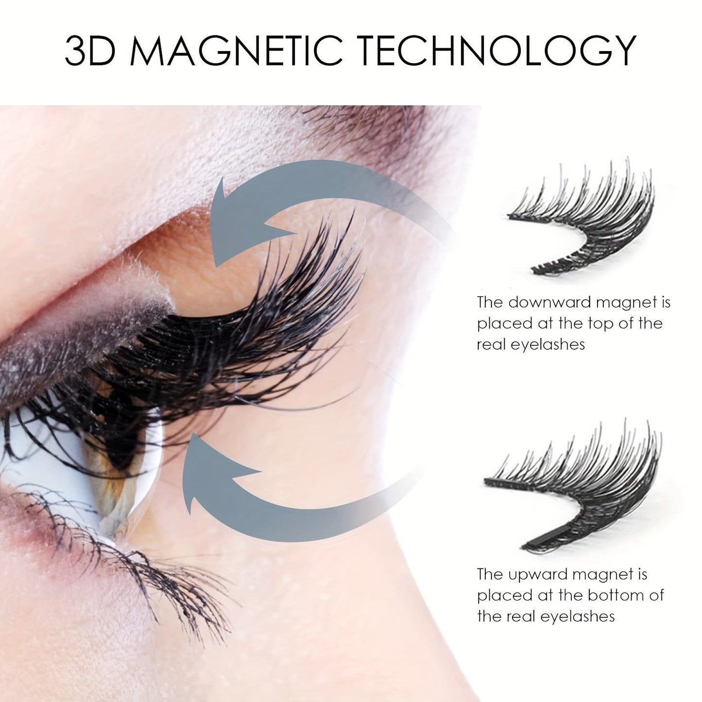 8 Pairs Reusable Magnetic Dual Eyelashes Kit – Effortless, Natural-Looking, Waterproof, No Glue, Easy to Wear – 3D False Lashes with Applicator for Dramatic Eye Makeup