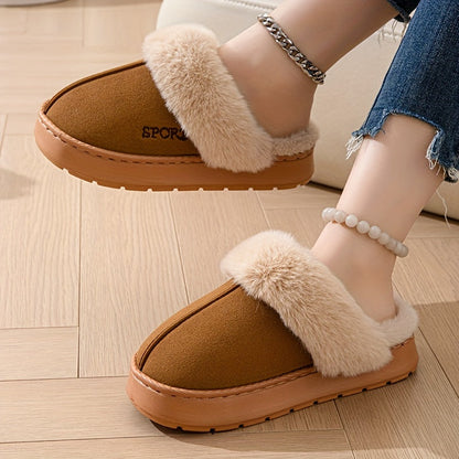 Cozy Women's Slip-On Mules - Soft Fleece Lining, Non-Slip EVA Sole, Casual Solid Color Home Shoes