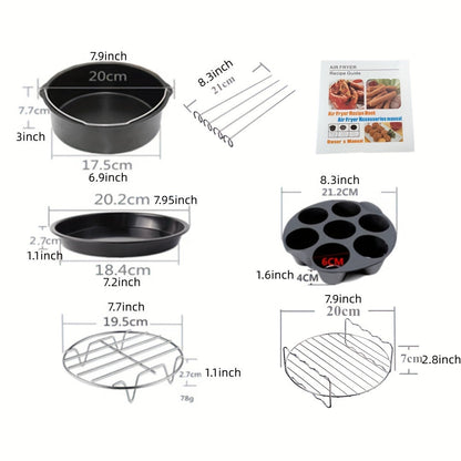 11pcs 8-Inch Air Fryer Accessories Set - Compatible with 3.7QT - 6.8QT Air Fryers, BPA Free, Dishwasher Safe, Nonstick with Cookbook