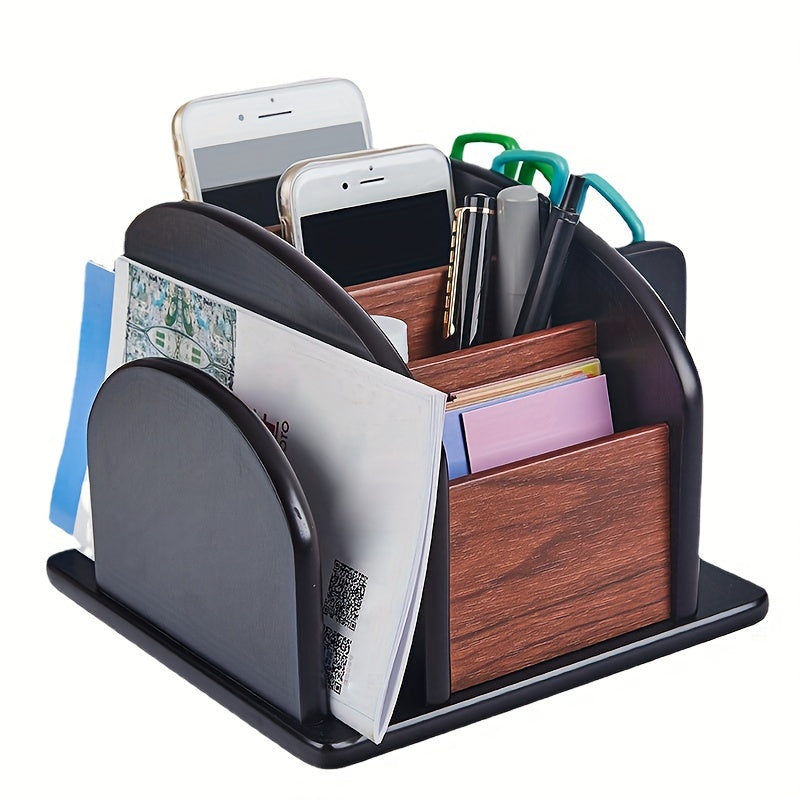 Creative Multi-Purpose Desktop Storage Box | Wooden Remote Control Holder and Office Organizer | Pen Holder for Desk Items
