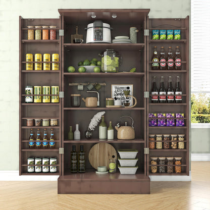 47 Inch White Kitchen Pantry Storage Cabinet – Freestanding Pantry with Doors & Adjustable Shelves, Buffet Cupboard for Kitchen, Living Room, Dining Room