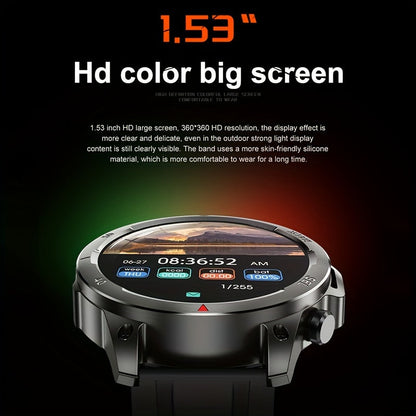 2024 GPS Smart Watch for Men – LED Lighting, 360x360 HD Screen, AI Voice, Wireless Call, NFC, Compass, Sport and Fitness Tracker, Ideal for Father’s Day Gift
