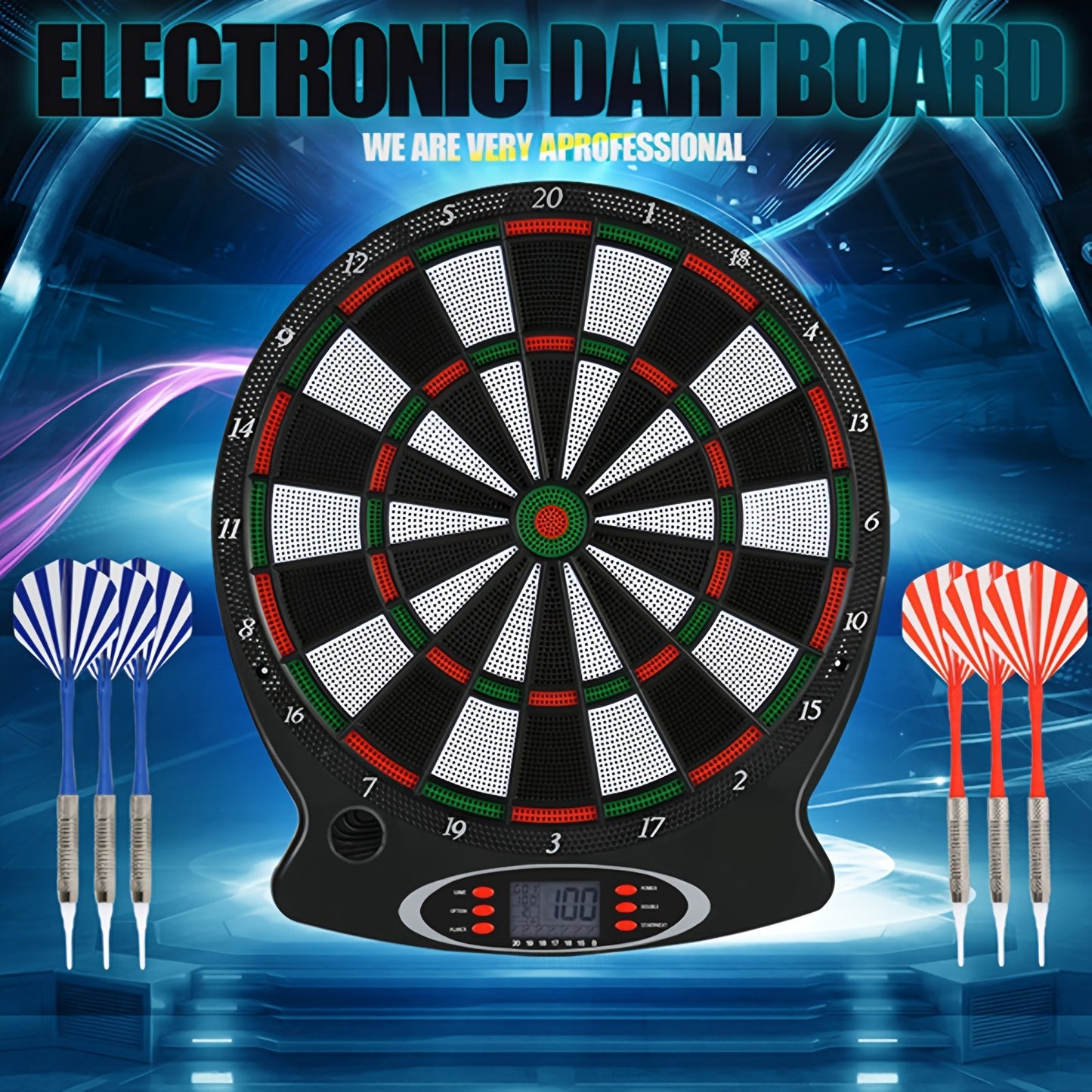 Electronic Dart Board Set - Soft Tip Dartboard with LCD Display, 6 Darts, and Professional Soft Tip Darts