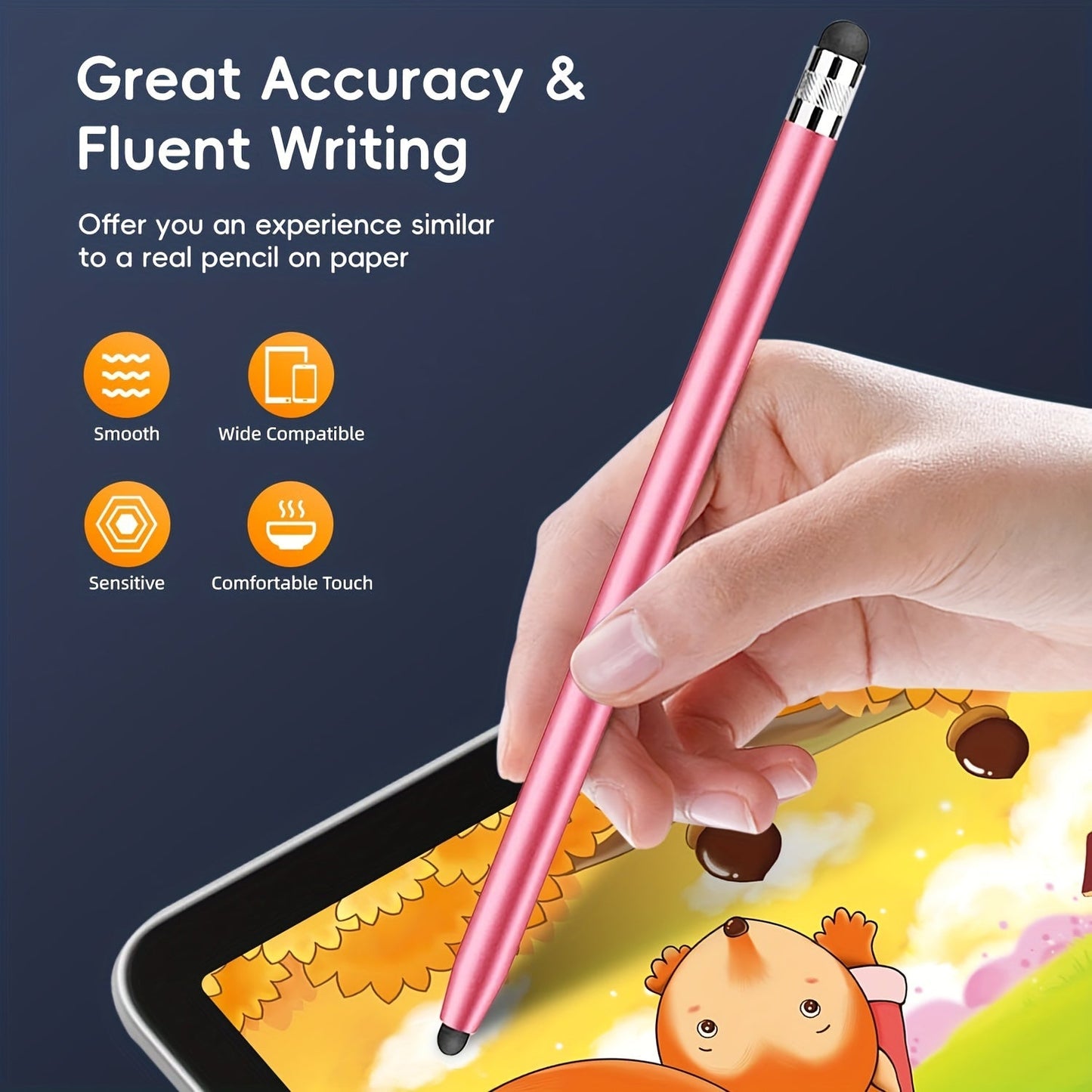 6pcs 2 in 1 High Sensitivity Capacitive Stylus Set with 12 Extra Replaceable Rubber Nibs for Android Tablets and Touch Screen Devices